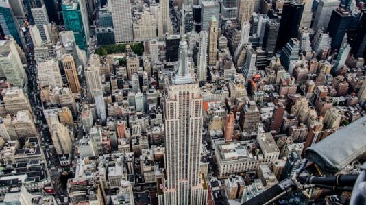 top view of Empire State building and buildings around it