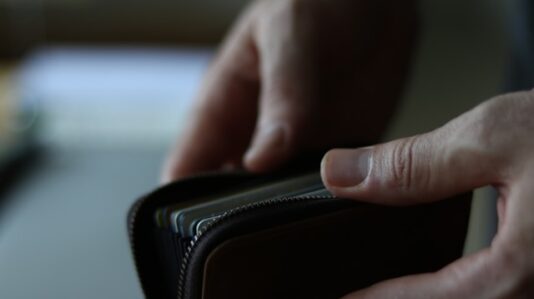 hand holding and checking the wallet