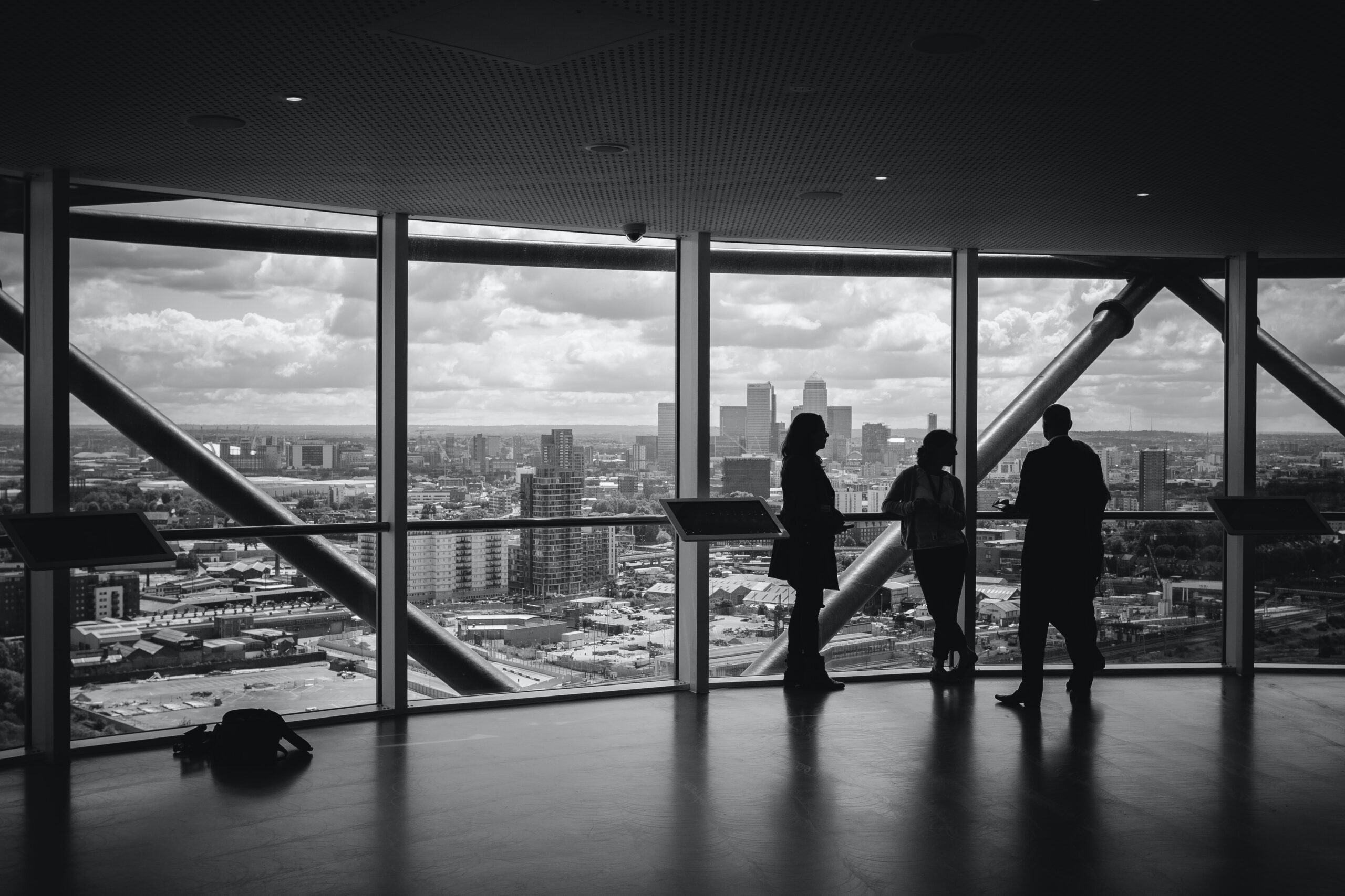 people standing inside a building