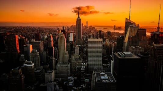 Sunset over Manhatten seen from the Rockefeller Center