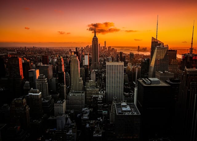 Sunset over Manhatten seen from the Rockefeller Center