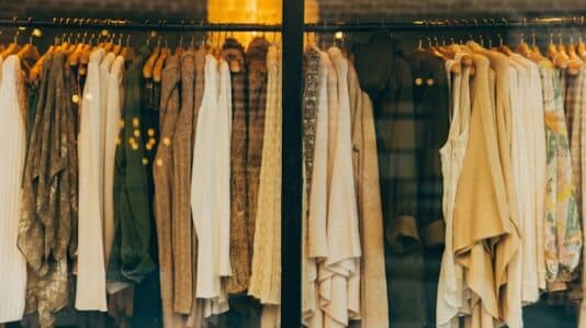 different clothes hanged for display