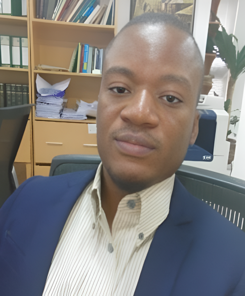 a woman in red blouse