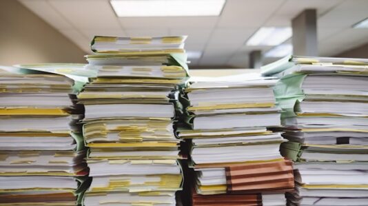 pile of documents and records