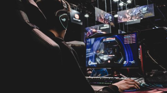 a man playing online using VR