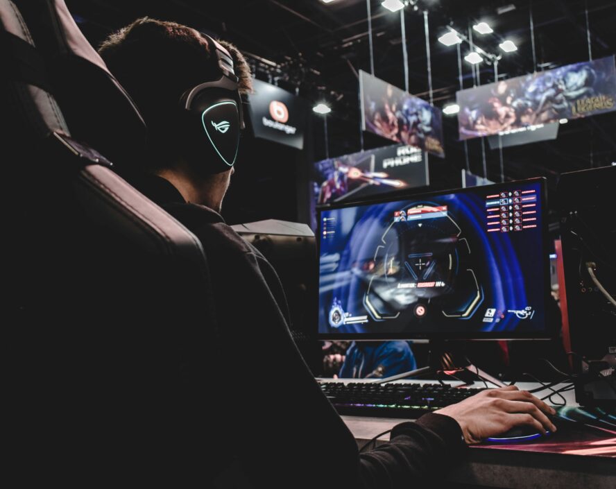 a man playing online using VR