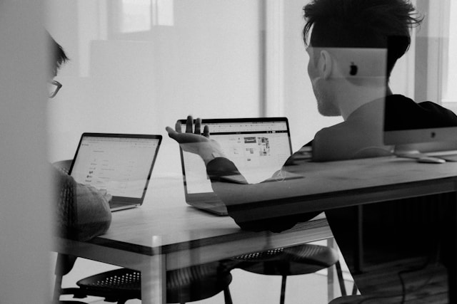two people in a design meeting
