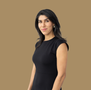 Shaliz Sadig, wearing a black dress
