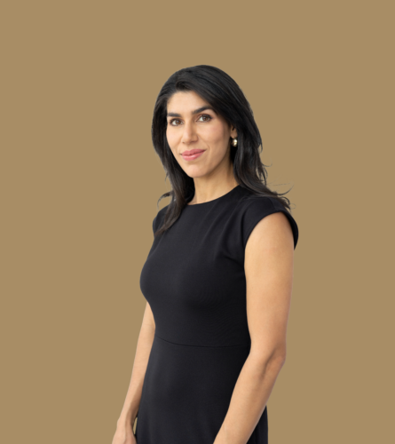 Shaliz Sadig, wearing a black dress