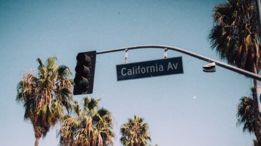 street sign hanging with traffic lights