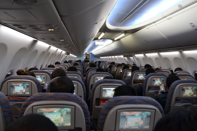 inside of an airplane