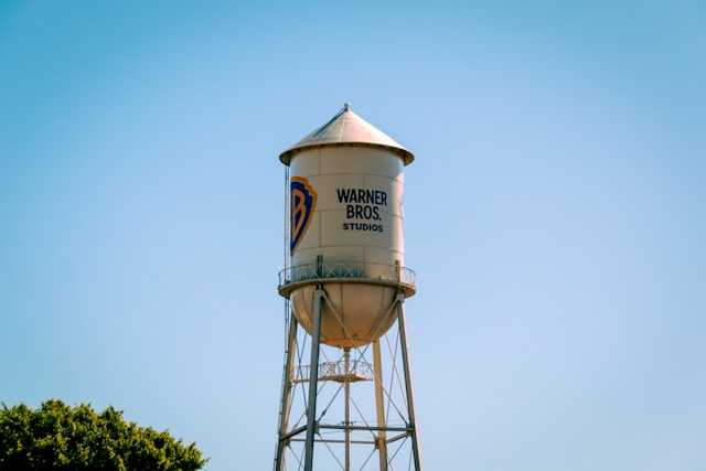 water tank with advertising logo - Warner Bros.