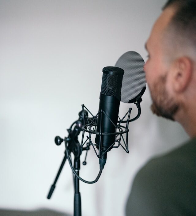 a person using a microphone