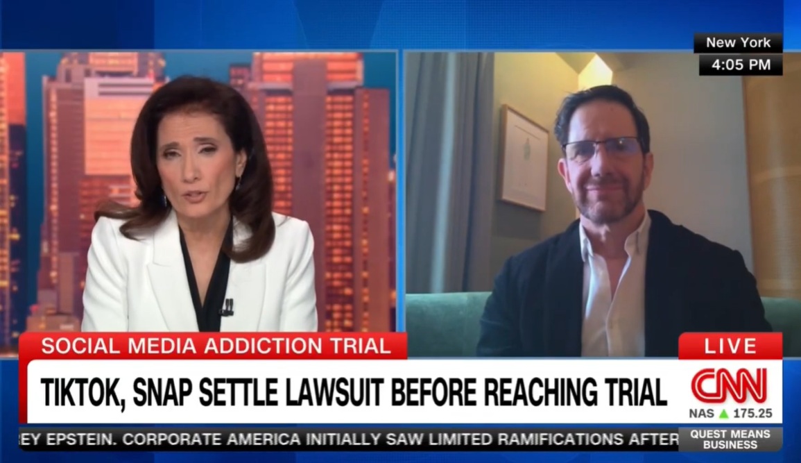 DR interview on CNN re. Social Medial trial in LA