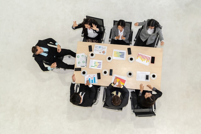 top view of a team in one table