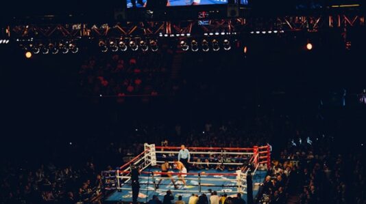 a boxing ring from afar