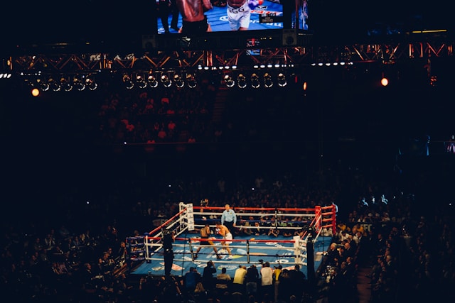a boxing ring from afar