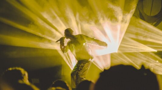 a singer performing on stage