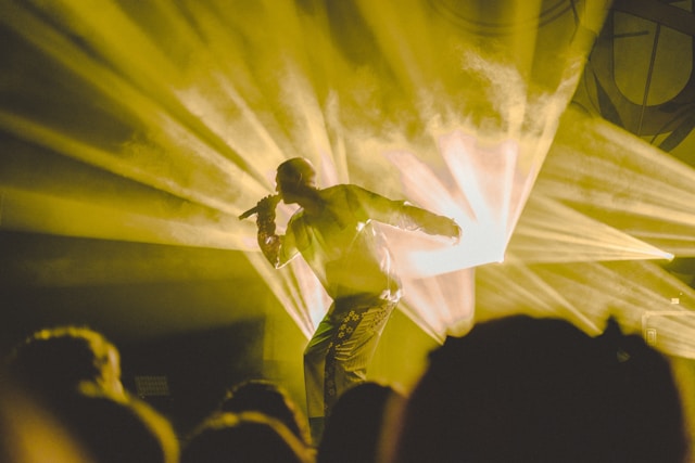 a singer performing on stage