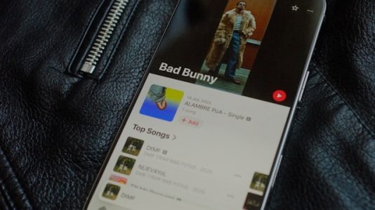 song of Bad Bunny playing on mobile